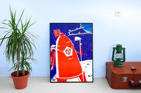 Task completed!, Moon, USSR 1966 — Soviet vintage space poster, soviet poster, propaganda poster, soviet retro space, space wall art