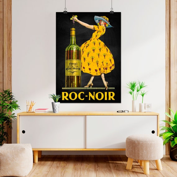 Wine Roc-Noir, 1950s — alcohol vintage poster, kitchen decor, wine poster, kitchen poster, wine print, gift for wine lovers