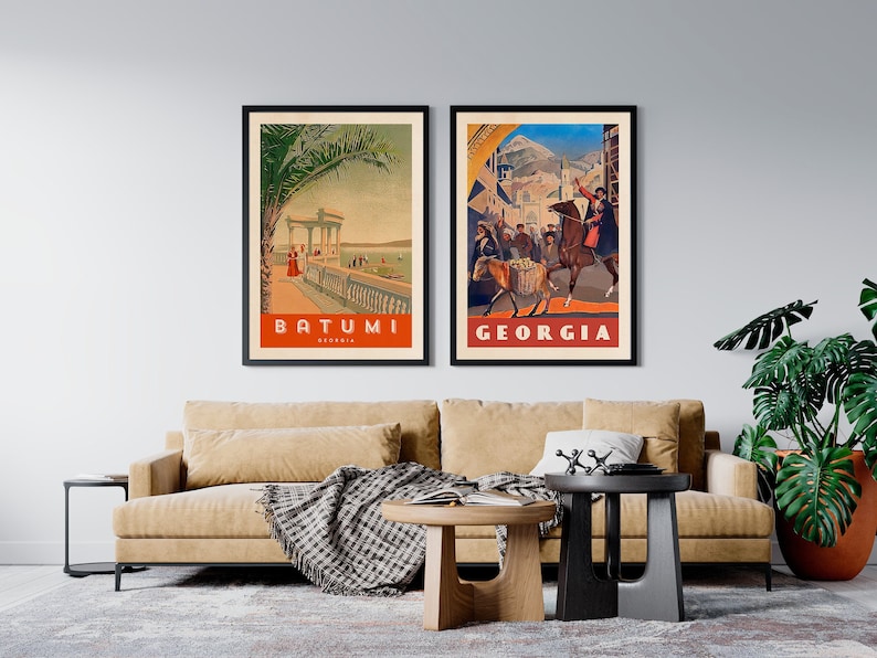 Friendly Georgia/Sakartvelo/საქართველო, 1930s — retro travel poster, vintage travel art print, retro travel wall decor