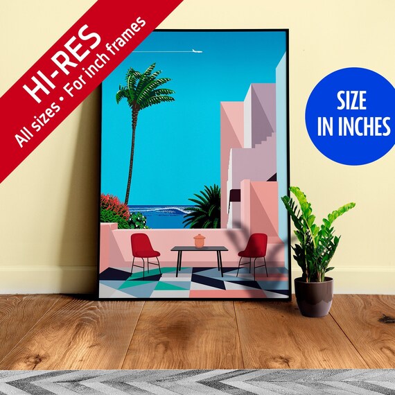 Cancun, Mexico — City Pop art, retrowave/vaporwave poster, 80s, aesthetic poster, Hiroshi Nagai inspired art, minimalist poster [inches]