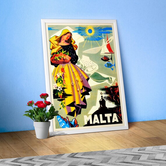 Malta, Valletta 1960s — retro travel poster, vintage travel print, retro travel wall art, retro wall art, travel wall decor