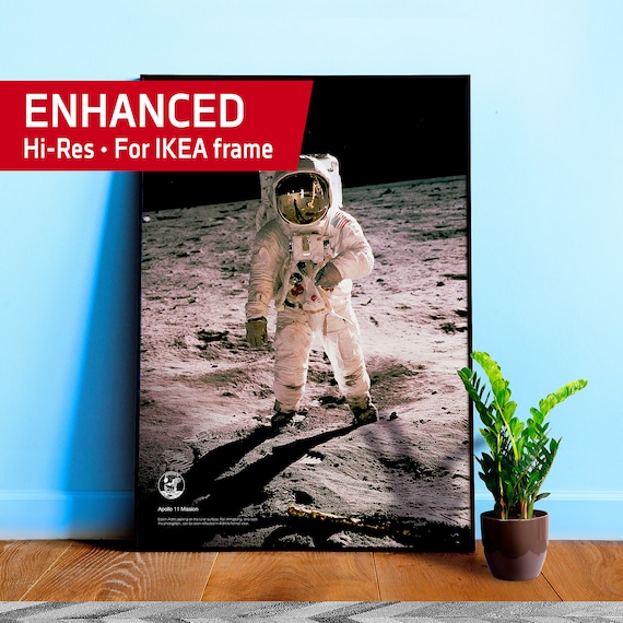 Apollo 11: Edwin Buzz Aldrin walking on the lunar surface (Moonwalk), 1969, NASA — space poster, photo poster, Earth poster, science poster