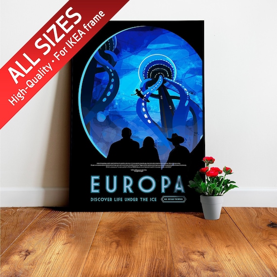 Europa Jupiter (NASA Visions of the Future) — vintage space poster, retro space poster, space travel poster, space poster, space art