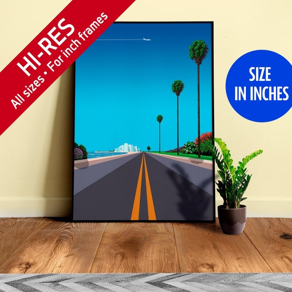 Florida Miami, USA — City Pop art, retrowave/vaporwave poster, 80s, aesthetic poster, Hiroshi Nagai inspired art, minimalist poster [inches]