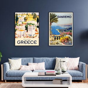 Greece, Andros, 1949 — retro vintage travel poster, retro travel art