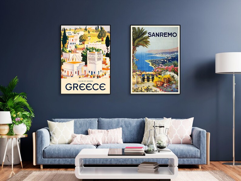 Greece, Andros, 1949 — retro vintage travel poster, retro travel art