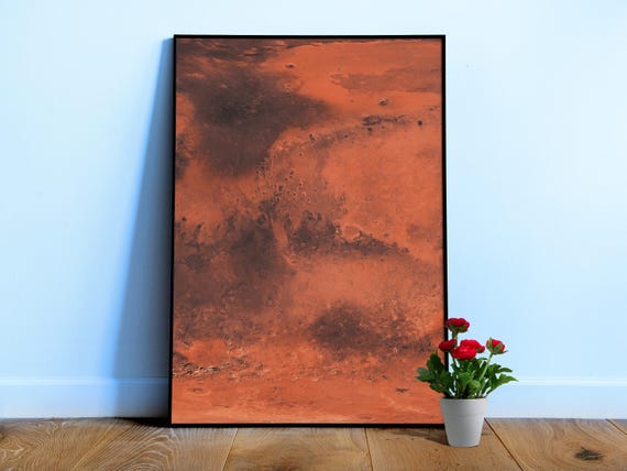 Mars map, Mars surface poster — space poster, space photo, science wall art, astronomy wall decor, aesthetic print