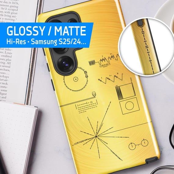 NASA Voyager 1 Golden Record, Space Art Samsung Phone Case — Tough Case for Samsung S25/24/23… (Glossy/Matte). Retro Cosmic Design,NASA case