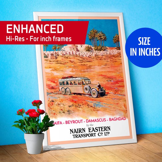Haifa, Beirut, Damascus, Baghdad. Israel, Palestine, Lebanon, Syria, Iraq. 1931 — retro travel poster, vintage  travel art print [inches]