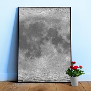 Mondkarte, Mondoberfläche Poster — Weltraum Poster, Weltraum Foto, Wissenschaft Wandkunst, Astronomie Wanddekor, ästhetischer Druck
