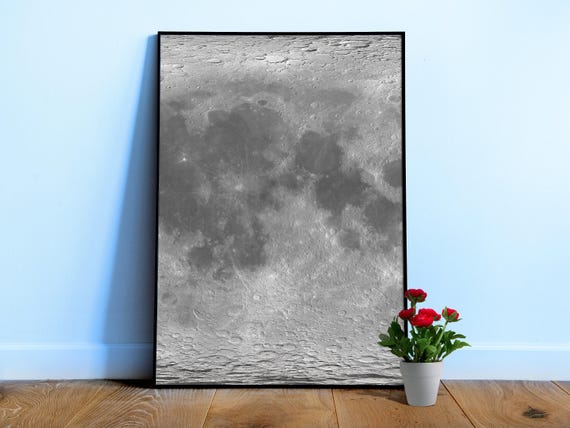 Moon map, Moon surface poster — space poster, space photo, science wall art, astronomy wall decor, aesthetic print