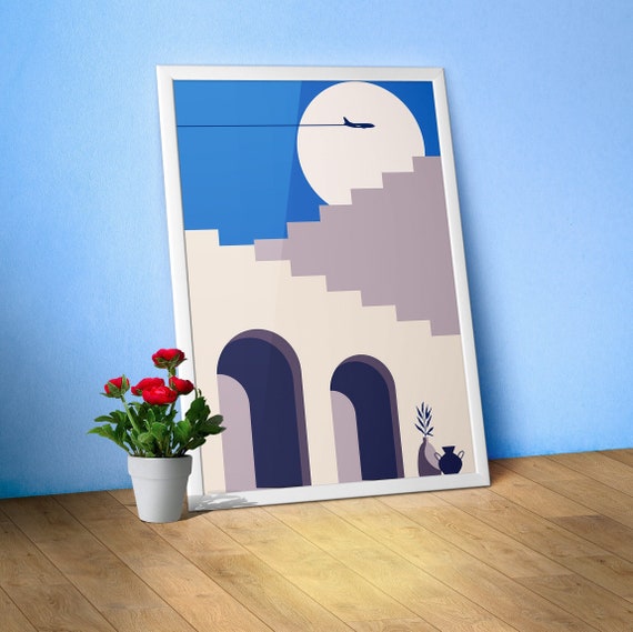 Boho travel poster Egypt Morocco night 2 – Moon wall art, minimalist boho decor, aesthetic travel print, desert night poster, jet art print