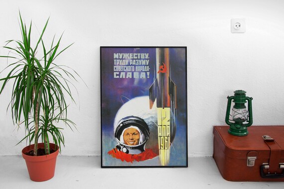 Soviet space, USSR 1973 — Soviet vintage space poster, soviet poster, propaganda poster, soviet retro space, space wall art