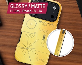 NASA Voyager 1 Golden Record  — Tough Case for iPhone 18/17/16/ 15/14/13/12 (Glossy/Matte), iPhone space case, science phone cover