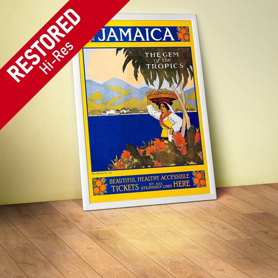 Jamaica, 1910, Thomas Cook agency — retro travel poster, vintage travel art, propaganda poster