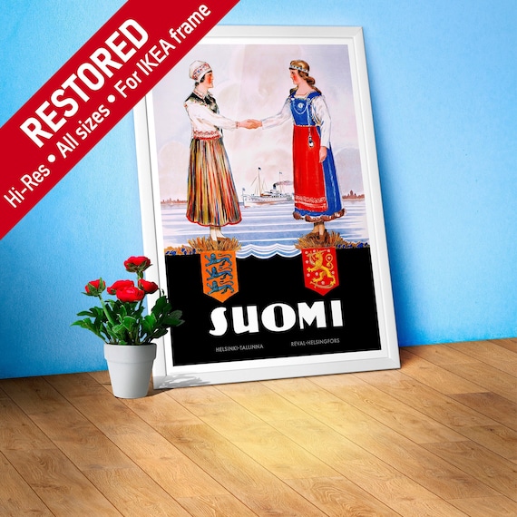 Estonia poster: Suomi. Finland - Estonia, 1920 — retro vintage travel poster, retro travel art, retro travel wall art
