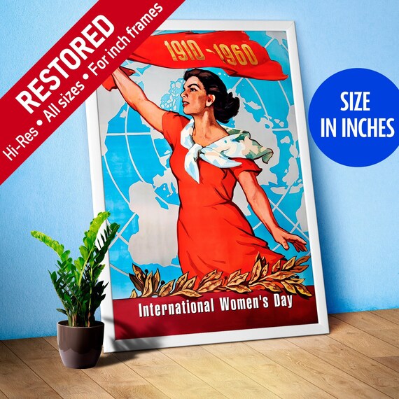 International Women's Day, March 8, USSR, 1970 — Soviet retro poster, Feminist Poster, soviet vintage art, soviet propaganda [inches]