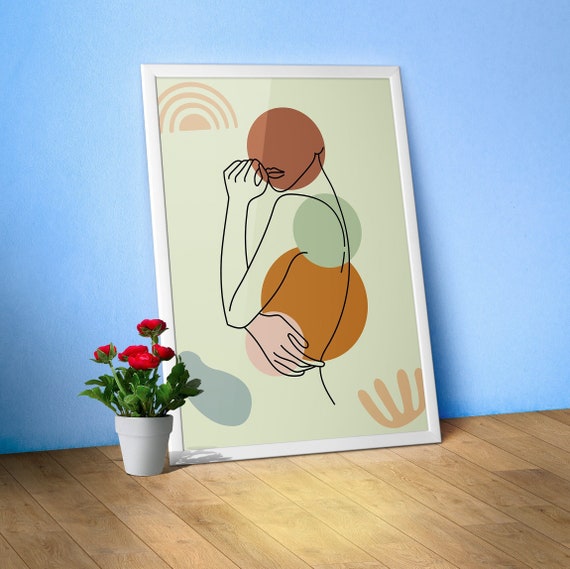 Boho woman poster minimalist art 2 – Aesthetic boho wall decor, abstract female print, modern home poster, neutral tone wall art, vector art
