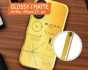 NASA Voyager 1 Golden Record  — Tough Case for iPhone 17/16/15/14/13/12 (Glossy/Matte), iPhone space case, science phone cover