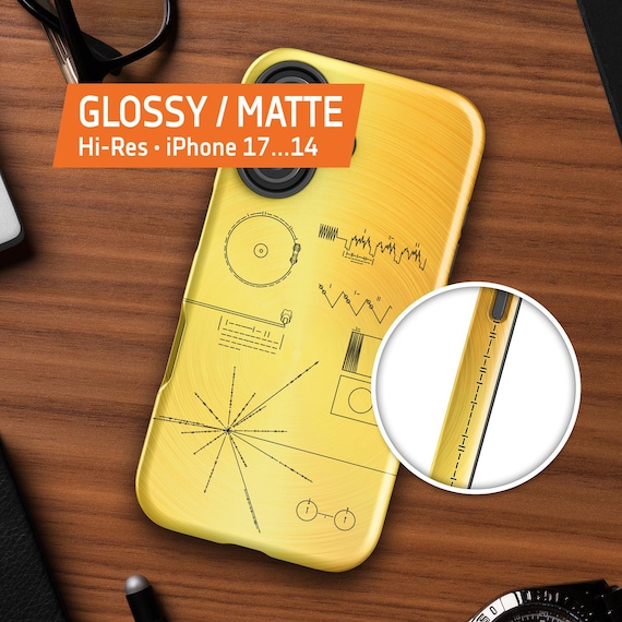 NASA Voyager 1 Golden Record  — Tough Case for iPhone 17/16/15/14/13/12 (Glossy/Matte), iPhone space case, science phone cover