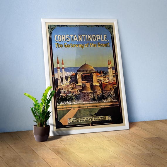 Constantinople / Istanbul, Turkey 1910s — retro vintage travel poster, vintage travel art print, retro travel wall art [inches]
