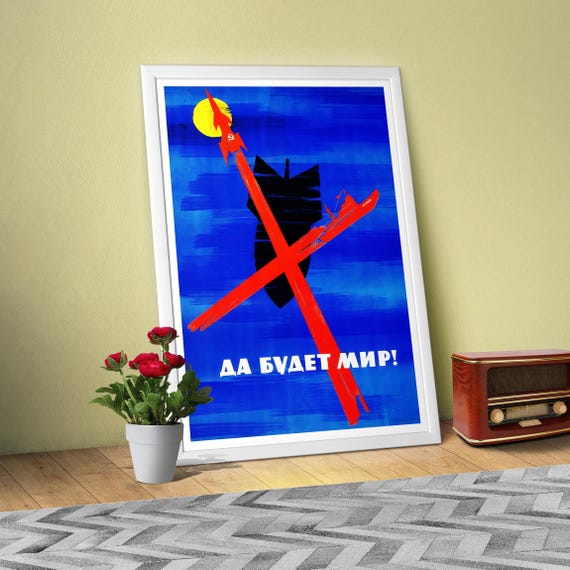 Perestroika poster: Soviet anti war art, USSR 1988 — Gorbachev reform print, vintage democracy decor, Soviet political wall poster