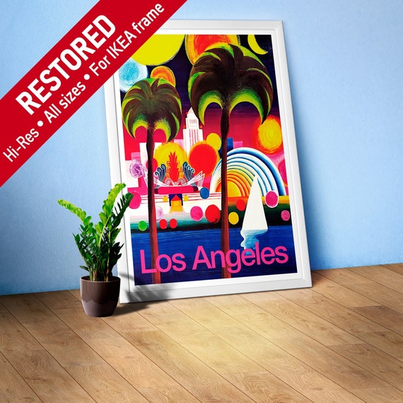 Los Angeles, USA, 1960s — retro vintage travel poster, retro travel art, retro travel wall art, LGBT art poster