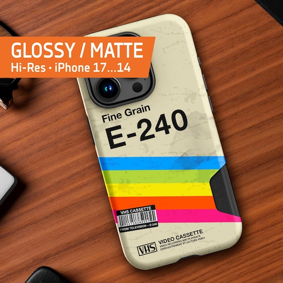 VHS cassette case ◾ E-240 [retrowave/vaporwave] — Tough Case for iPhone 16/15/14/13 (Glossy/Matte). 80s iPhone case, Retro phone case