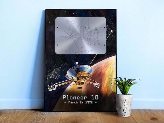 NASA Pioneer 10 plaque, Jupiter — Space poster, science poster, space wall decor, space art