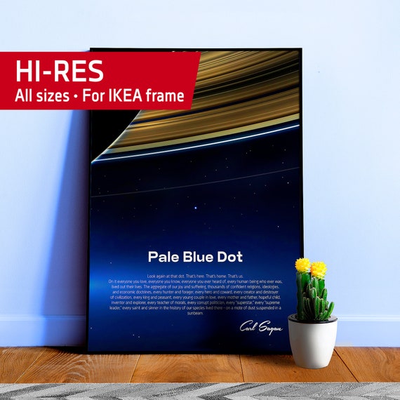 Pale Blue Dot poster, Saturn, NASA Cassini mission, 2013 — Space poster, science print, wall art, NASA poster, vector art