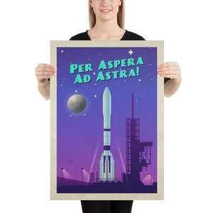 Per Aspera Ad Astra!, ESA Ariane 6 — Vintage Space Poster, Retro Space ...
