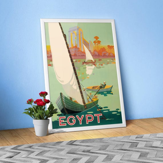 Egypt, The Nile River, 1930s — Retro travel poster, Vintage travel art print, gift wall art