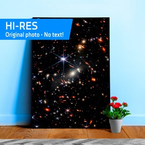 James Webb's First Deep Field (James Webb/JWST). No text — space poster, science poster, space photo art,jwst print,abstract poster [inches]