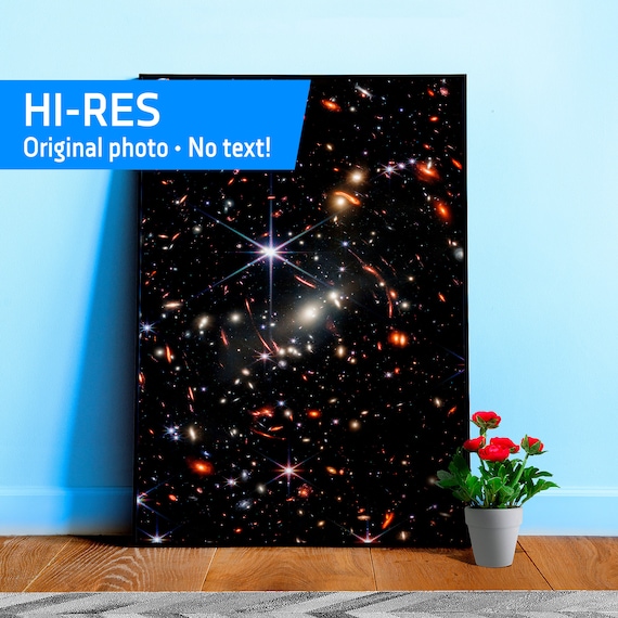 James Webb's First Deep Field (James Webb/JWST). No text — space poster, science poster, space photo art,jwst print,abstract poster [inches]