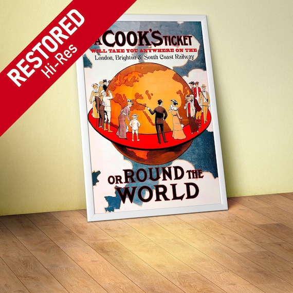 Thomas Cook agency, UK 1904 — retro travel poster, vintage travel art, retro wall decor