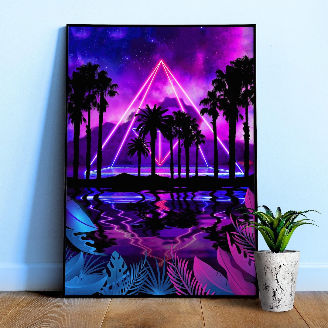 Neon Palms Landscape: Pyramid [synthwave/vaporwave/cyberpunk] — Aesthetic  Poster, Retrowave Poster, Vaporwave Poster, Neon Art, Space Poster - Etsy, image size:1080x1080