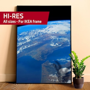 Strait of Gibraltar from orbit, NASA ISS-40 — space poster, space wall art, photo poster, NASA print, space lovers decor