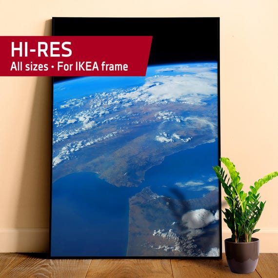 Strait of Gibraltar from orbit, NASA ISS-40 — space poster, space wall art, photo poster, NASA print, space lovers decor