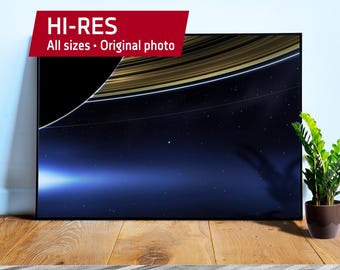 Pale Blue Dot poster, Cassini probe, July 19 2013, Saturn — Space photo poster. Space wall decor, science print, nerdy wall decor
