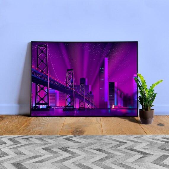 Synthwave Neon City - San Francisco, USA [synthwave/vaporwave/cyberpunk] — aesthetic poster, retrowave poster, neon poster