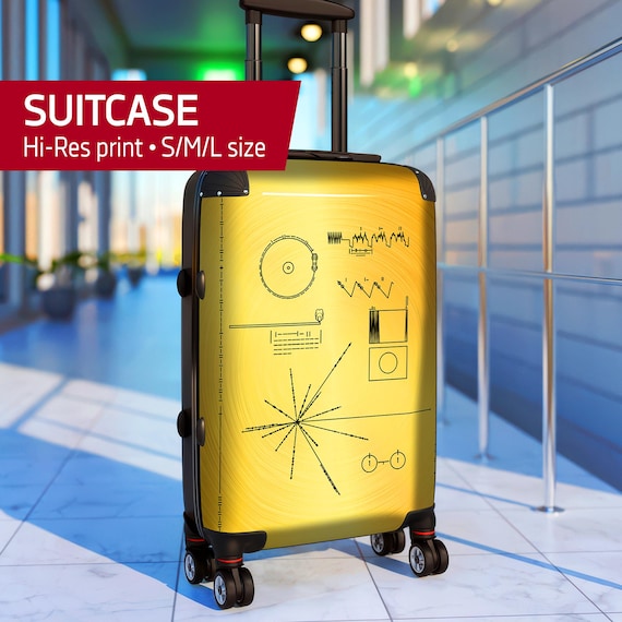 NASA Voyager Golden Record Case — Suitcase, S/M/L size. Retro Space Science Gift, Interstellar Message 1977 Art, Astronomy Luggage