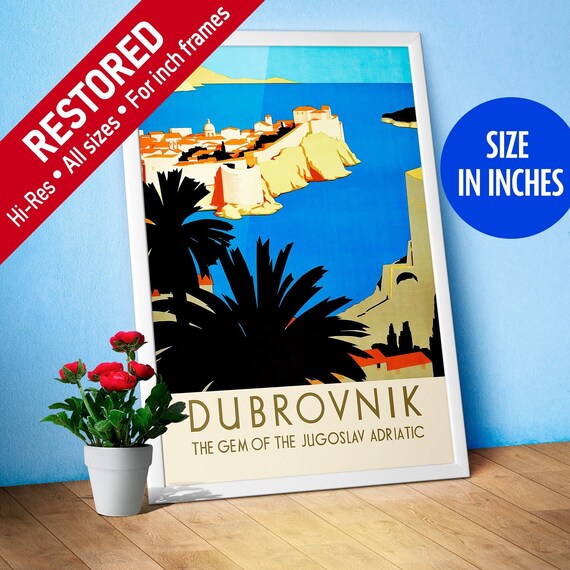 Dubrovnik, Yugoslavia, Adriatic, 1930s — retro travel poster, vintage travel art, retro travel wall art [inches]