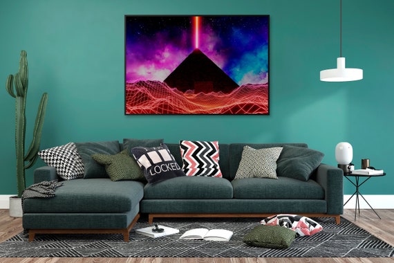 Neon space landscape: Pyramid [synthwave/vaporwave/cyberpunk] — space aesthetic poster, retrowave poster, vaporwave poster, neon poster