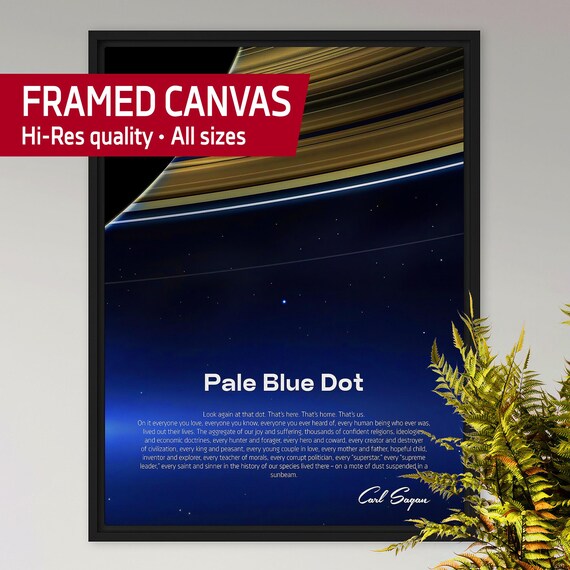 Pale Blue Dot ◾ Framed Canvas — NASA Cassini 2013 Science Poster, Space Vector Art Wall Decor, NASA wall art, Space poster