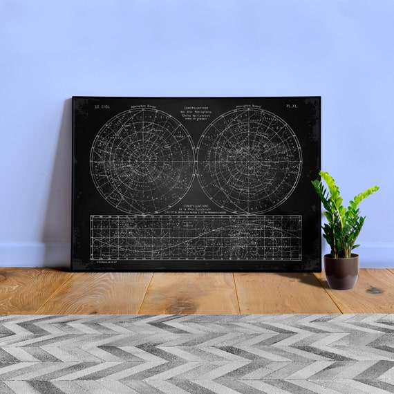 Constellations, Star map poster — vintage astronomy poster, space poster, vintage retro print, cosmic vintage chart, constellations