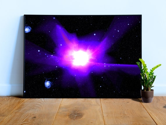 Quasar and galaxies #2 — space poster, science art print, space photo, aesthetic poster