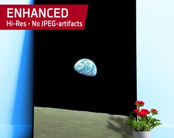 NASA Apollo 8: Earthrise, 1968 — Space poster. Art photo poster, Earth print, science wall decor, iconic space photo 1960s
