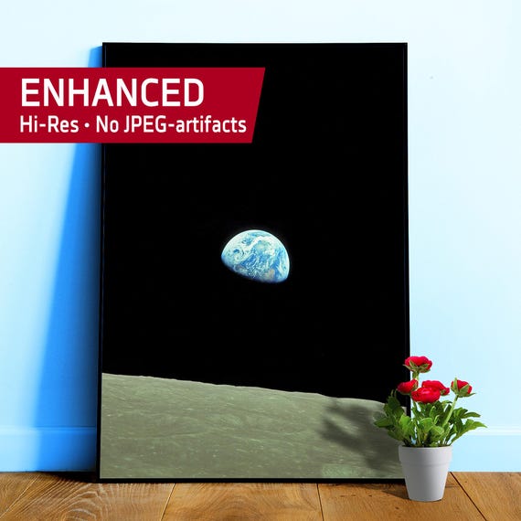 NASA Apollo 8: Earthrise, 1968 — Space poster. Art photo poster, Earth print, science wall decor, iconic space photo 1960s