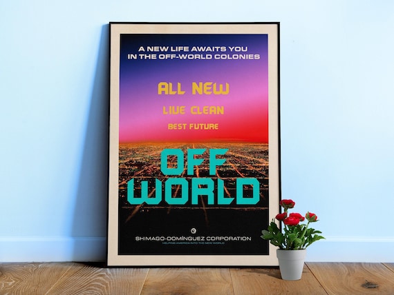 The Off-world colonies Ad. Blade Runner, blimp, 1982 — Vintage space poster, retro space art, propaganda poster, movie poster, retrofuturism