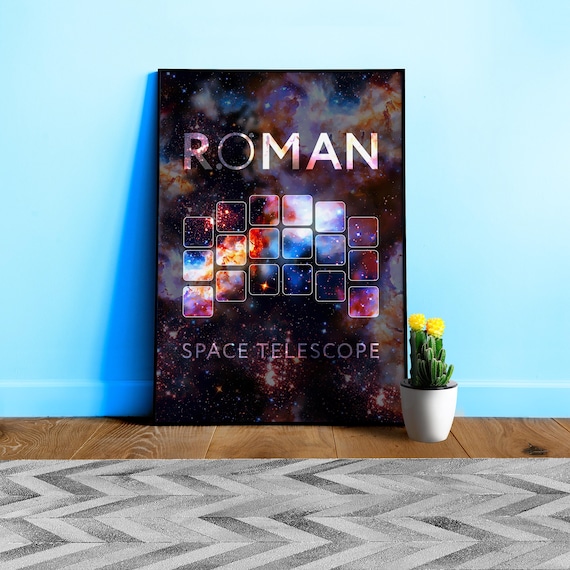 Nancy Grace Roman Space Telescope poster, NGRST logo — NASA space print, Science wall art, Futuristic Space poster, Astronomy home decor